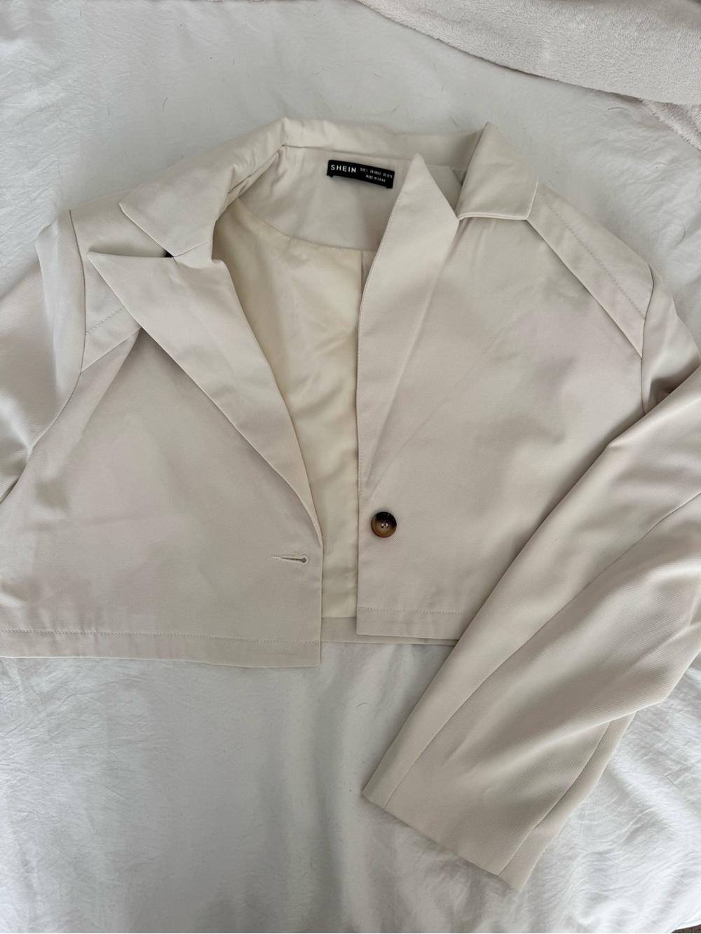 Women's Cream Cropped Blazer Jacket